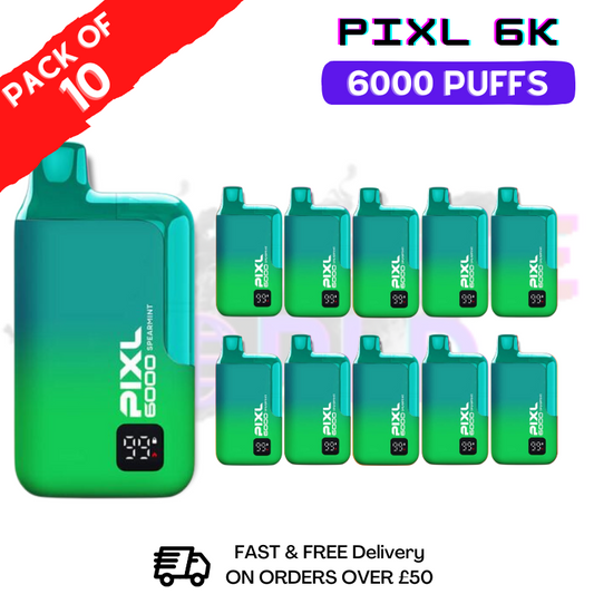 Spearmint Pixl 6000 6K Puff, 10er-Packung – NUR 74,99 £