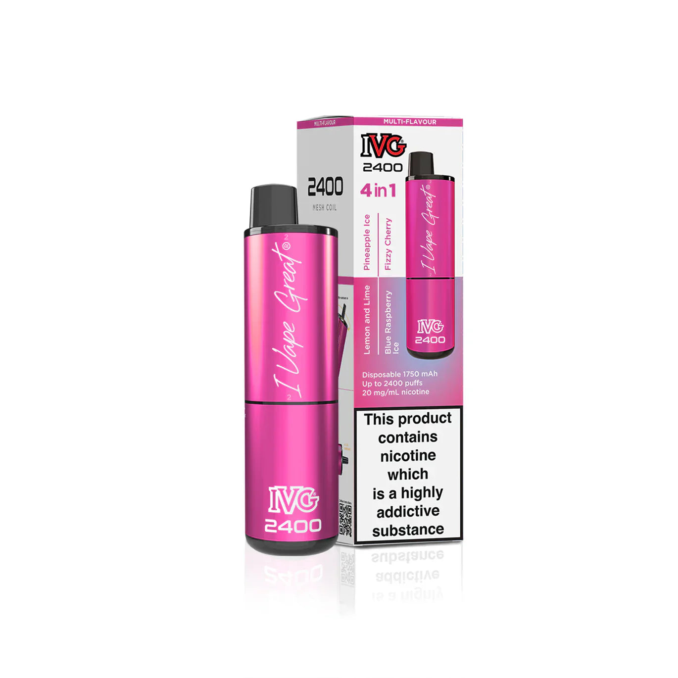 IVG 2400  MULTI FLAVOUR EDITION Disposable Vape lodging 4 x 2ml units 20 mg TPD