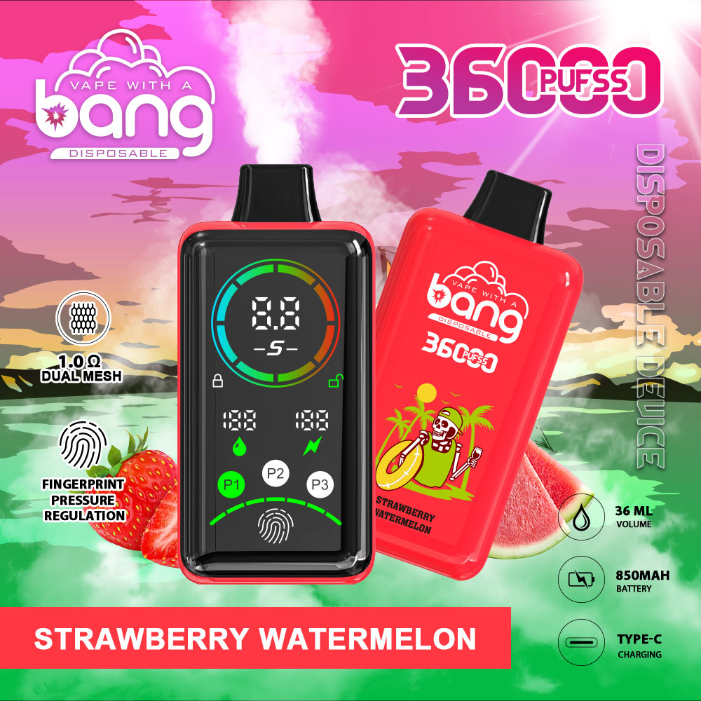 Bang 36000 Power Disposable Vape – 850mAh Battery. 36mL E-Liquid. 0% to 5% Nicotine Options 12 Flavors
