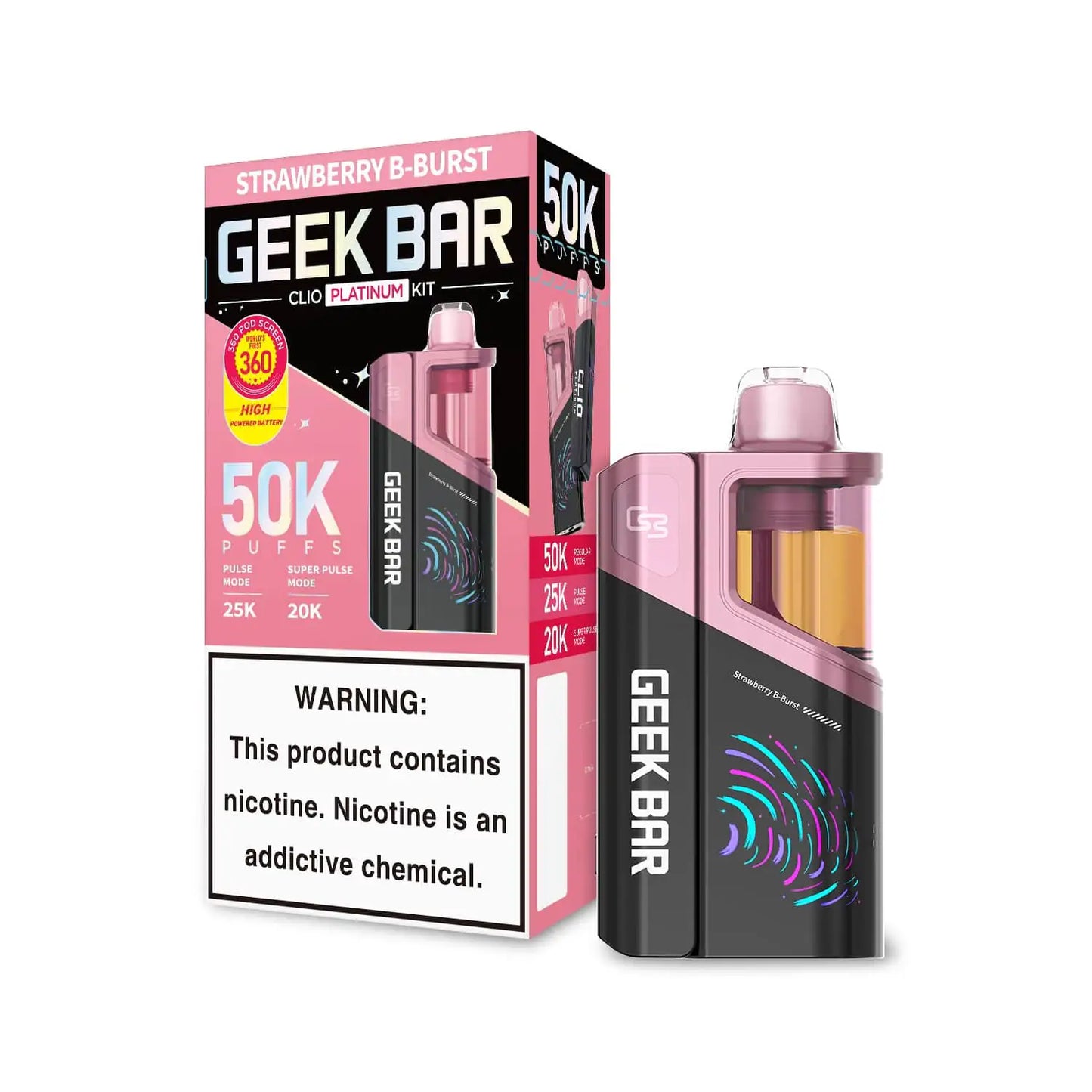Strawberry B-Burst - Geek Bar Clio Platinum 50k Disposable Vape Kit