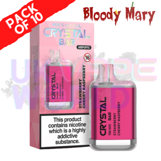 Erdbeer-Kirsche-Himbeere - Bloody Mary CRYSTAL 600 Puffs, 10er-Packung
