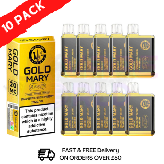 Erdbeer-Kirsche-Cranberry – Gold Mary 600 Puffs, 10er-Packung