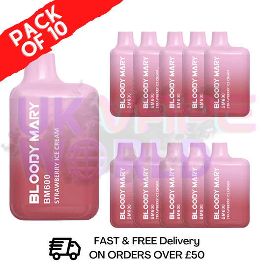 Erdbeereiscreme – Bloody Mary 600 Puffs, 10er-Packung