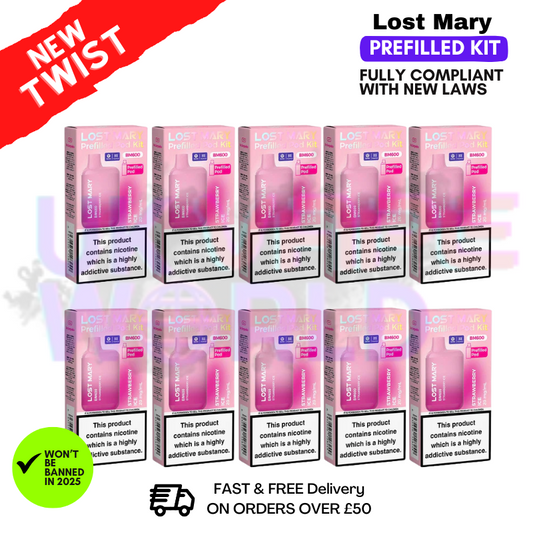 Strawberry ICE Lost Mary 600 Puff Bars, 10er-Pack (NEU)