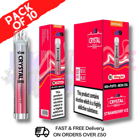 Strawberry ICE - Crystal Bar Puffs 600 VU9 Schachtel mit 10 Stück