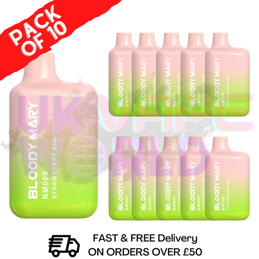 Strawberry Kiwi - Bloody Mary 600 Puffs, 10er-Packung