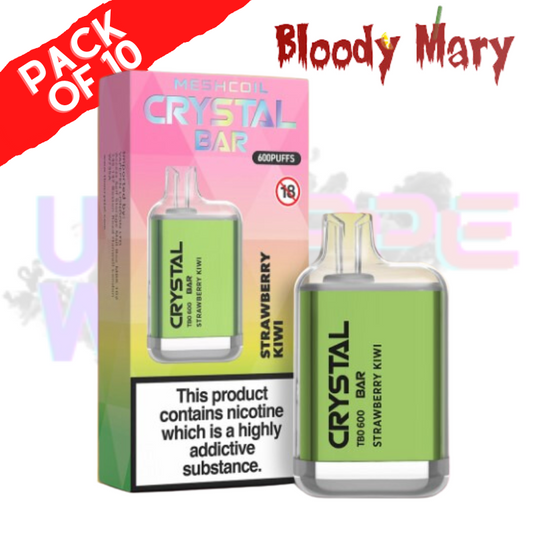 Strawberry Kiwi - Bloody Mary CRYSTAL 600 Puffs, 10er-Packung