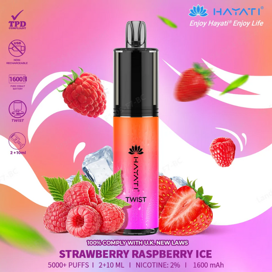 Erdbeer-Himbeere-Eis Hayati Twist 5000 Puffs 5K Einweg-Set