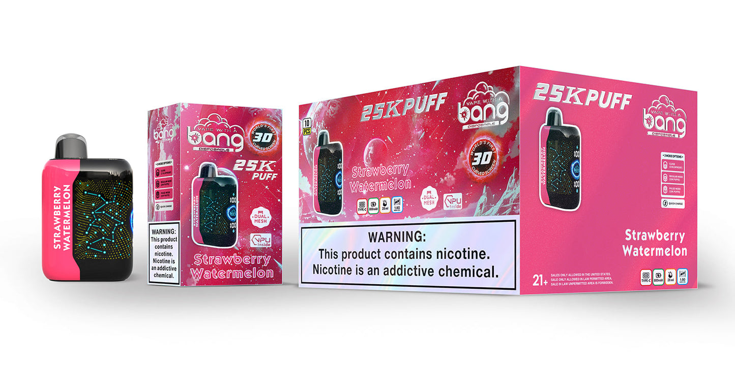 Bang starry 25000 puffs Disposable Vape-850mAh Battery. 30ml E-liquid. Multiple Nicotine 16 Flavors