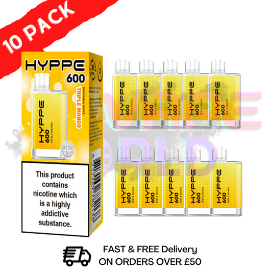 Triple Mango HYPPE BAR Puffs 600 Packung mit 10 Einwegriegeln