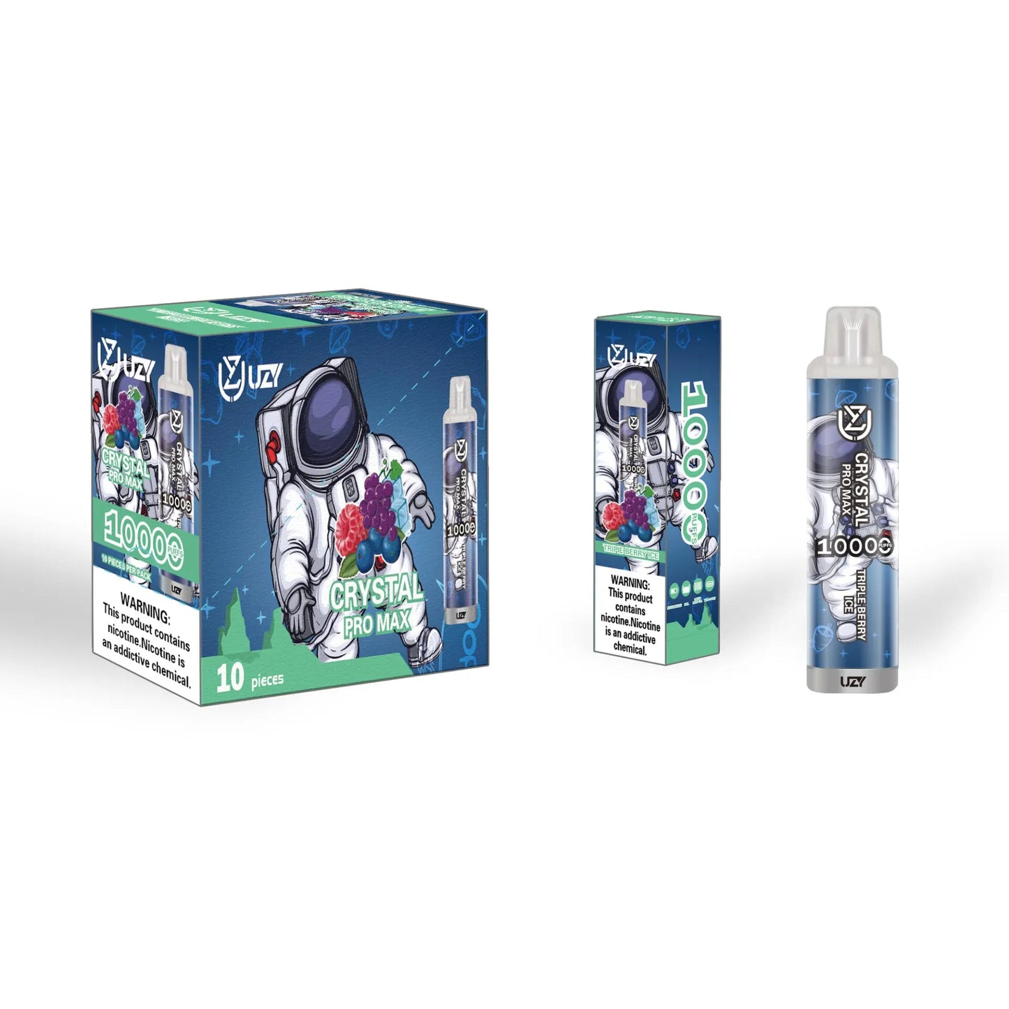 UZY Crystal Pro Max 10k Puffs 0% 2% 3% 5% Nicotine Rechargeable Disposable Pod
