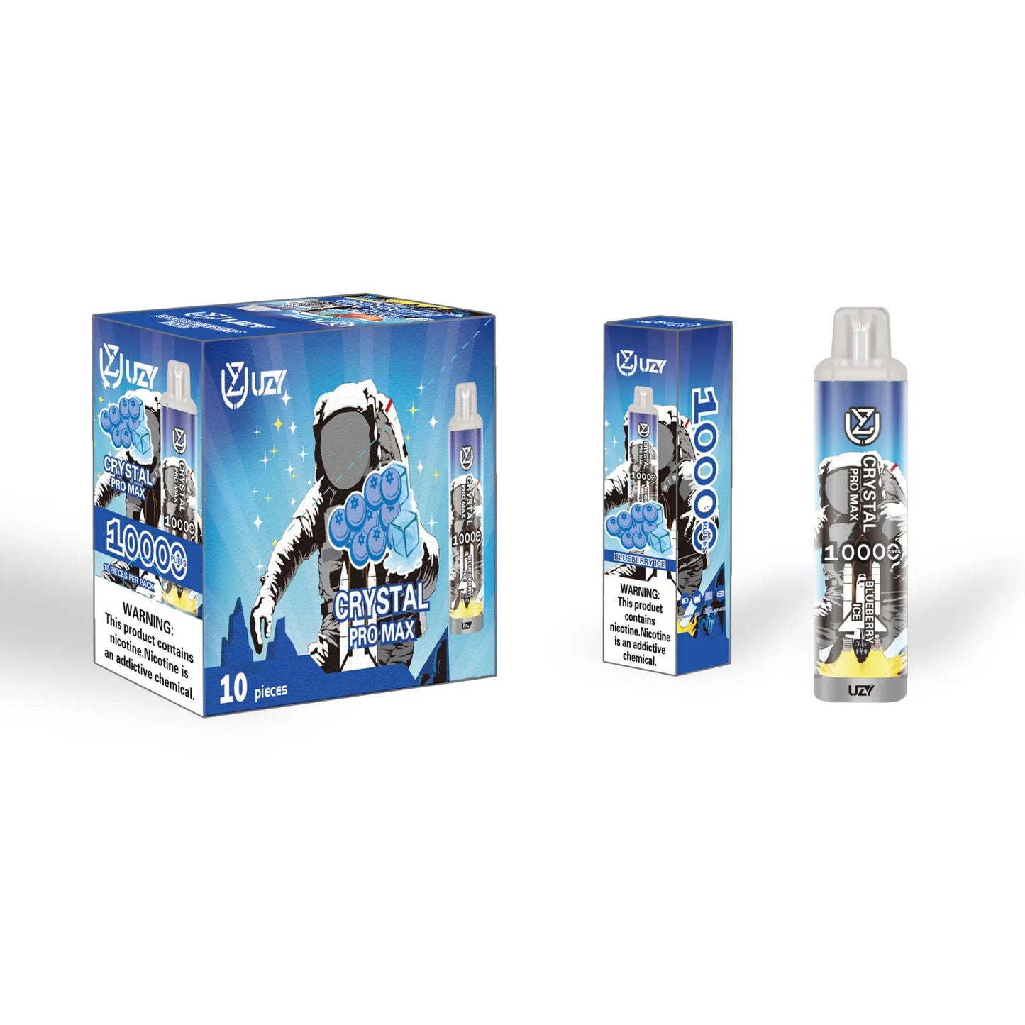 UZY Crystal Pro Max 10k Puffs 0% 2% 3% 5% Nicotine Rechargeable Disposable Pod
