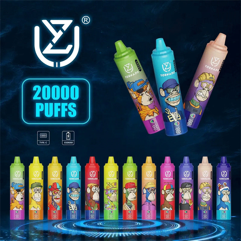 Disposable Vape UZY Tornado 20000 Puffs 0% 2% 3% 5% Nicotine LED Display New Electronic Cigarette Pen