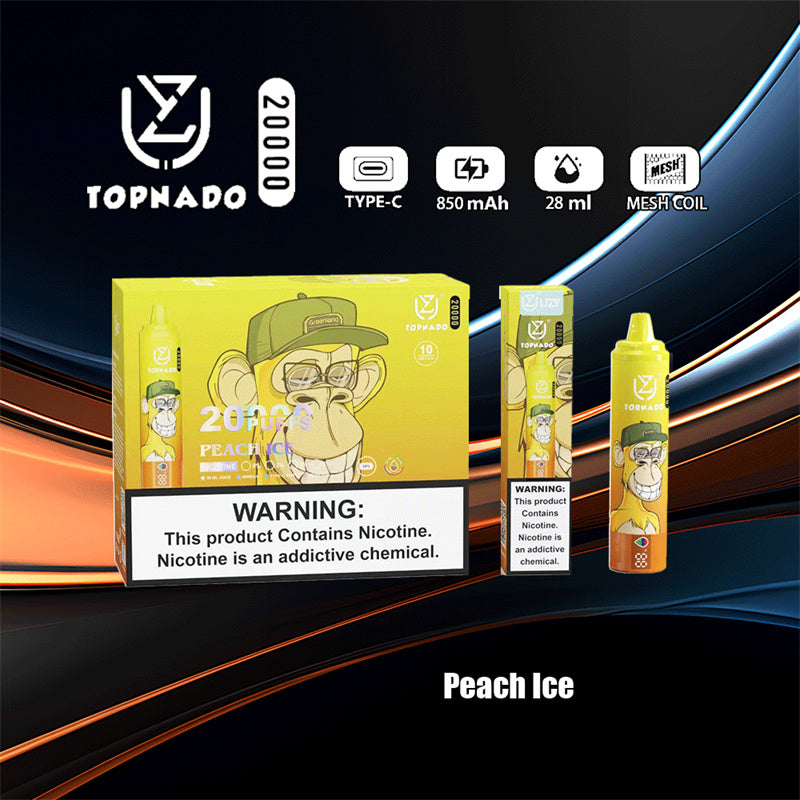 Disposable Vape UZY Tornado 20000 Puffs 0% 2% 3% 5% Nicotine LED Display New Electronic Cigarette Pen