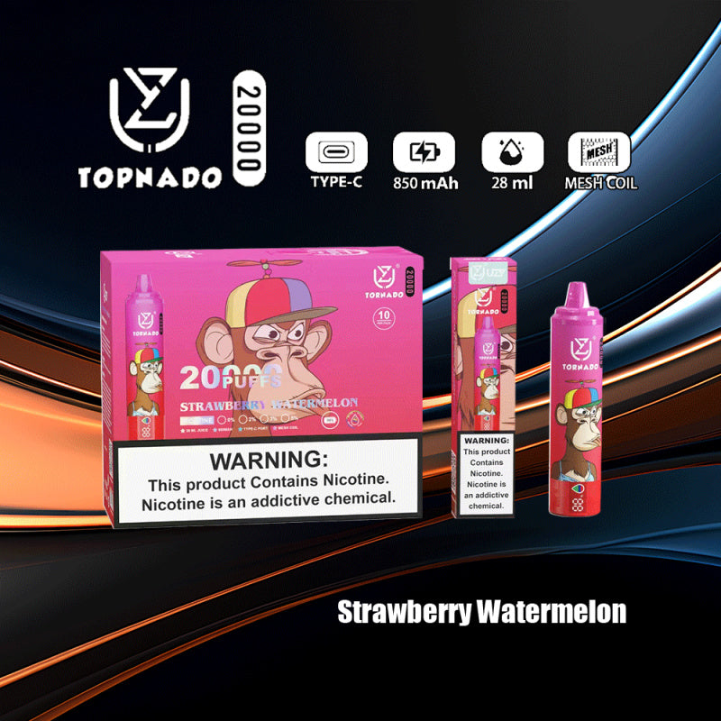 Disposable Vape UZY Tornado 20000 Puffs 0% 2% 3% 5% Nicotine LED Display New Electronic Cigarette Pen