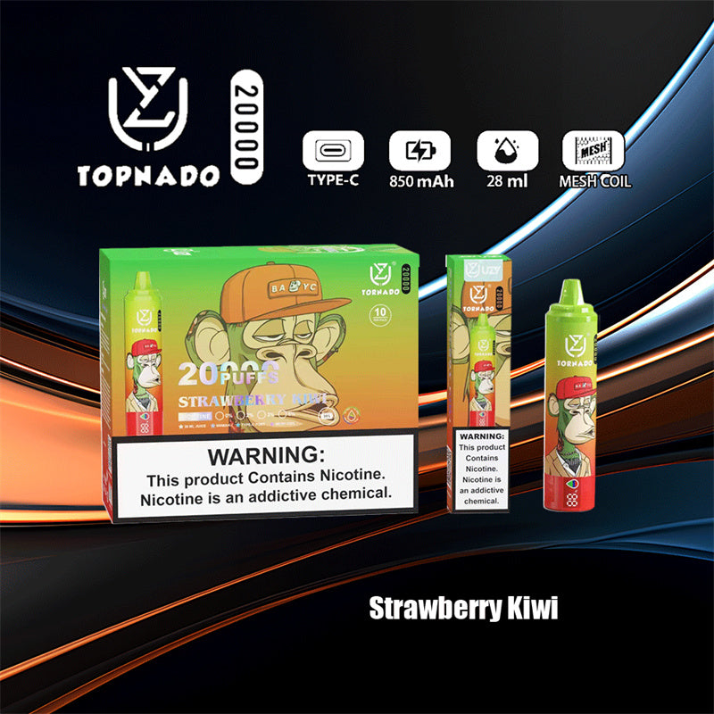 Disposable Vape UZY Tornado 20000 Puffs 0% 2% 3% 5% Nicotine LED Display New Electronic Cigarette Pen