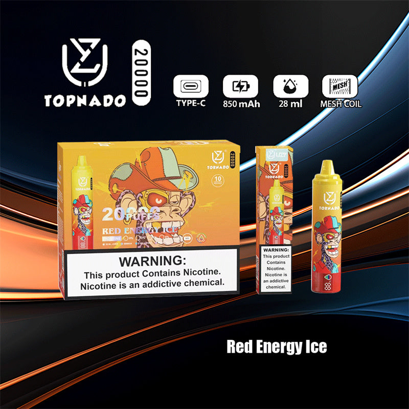 Disposable Vape UZY Tornado 20000 Puffs 0% 2% 3% 5% Nicotine LED Display New Electronic Cigarette Pen