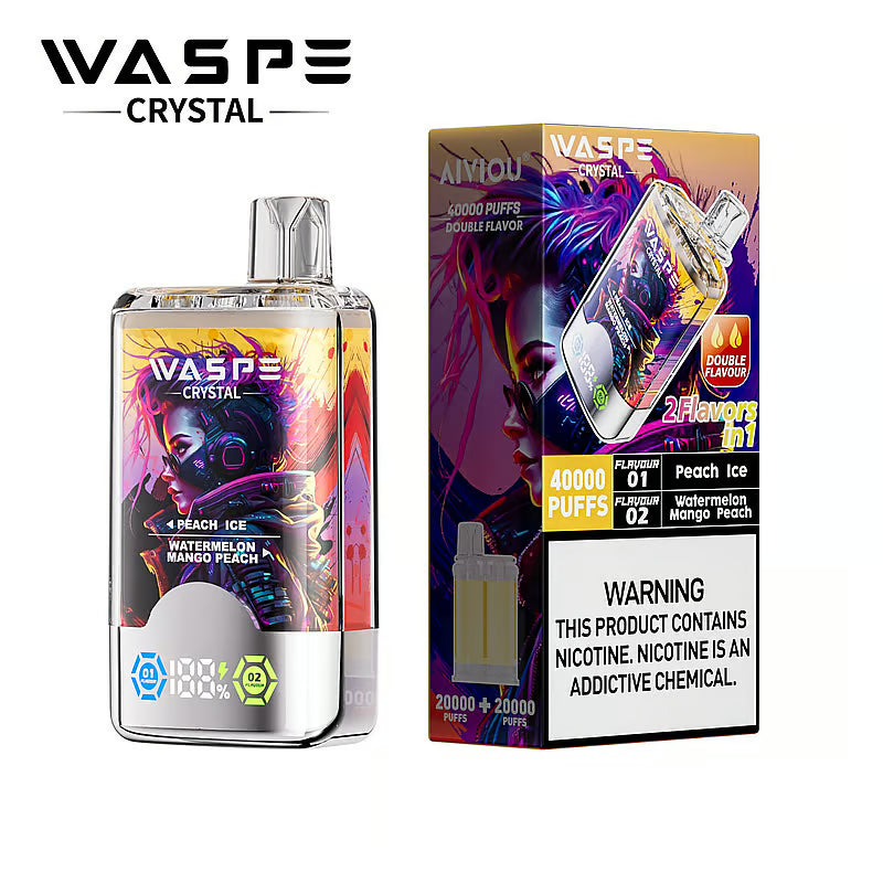 WASPE Crystal 40000 Dual Flavors Disposable Vape 32ml  850mAh 12 Flavors