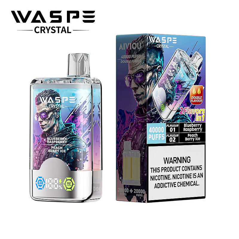 WASPE Crystal 40000 Dual Flavors Disposable Vape 32ml  850mAh 12 Flavors