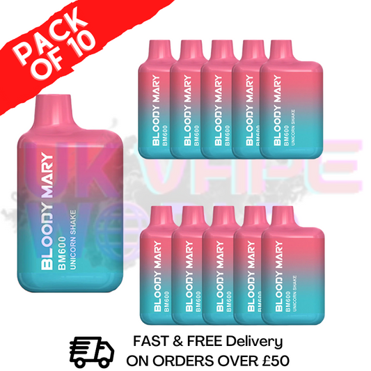 Unicorn Shake Bloody Mary 600 Puffs, 10er-Packung