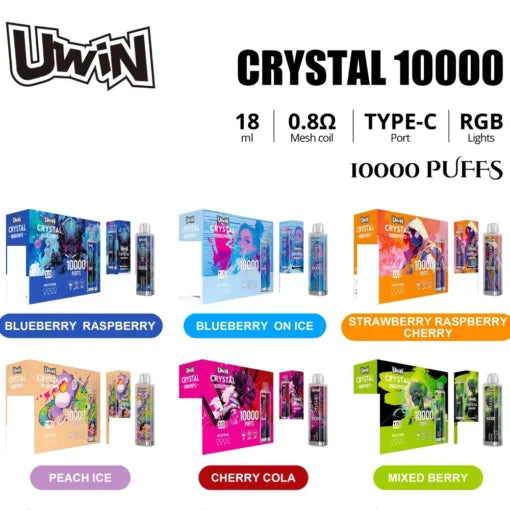 Uwin Crystal 10000 Puffs Bulk Buy Rechargeable Disposable Vapes Wholesale