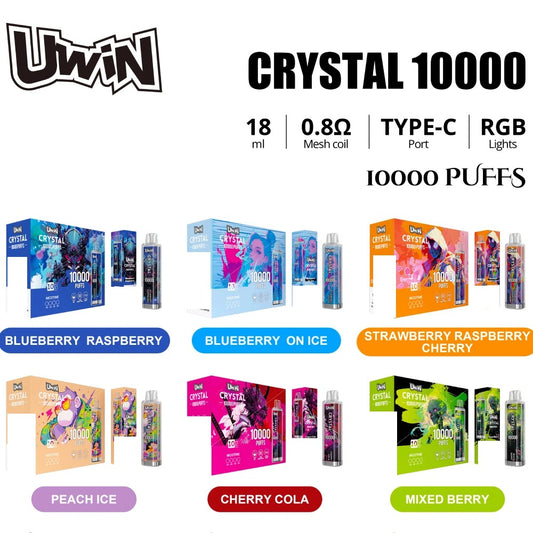 Uwin Crystal 10000 Puffs Bulk Buy Rechargeable Disposable Vapes Wholesale