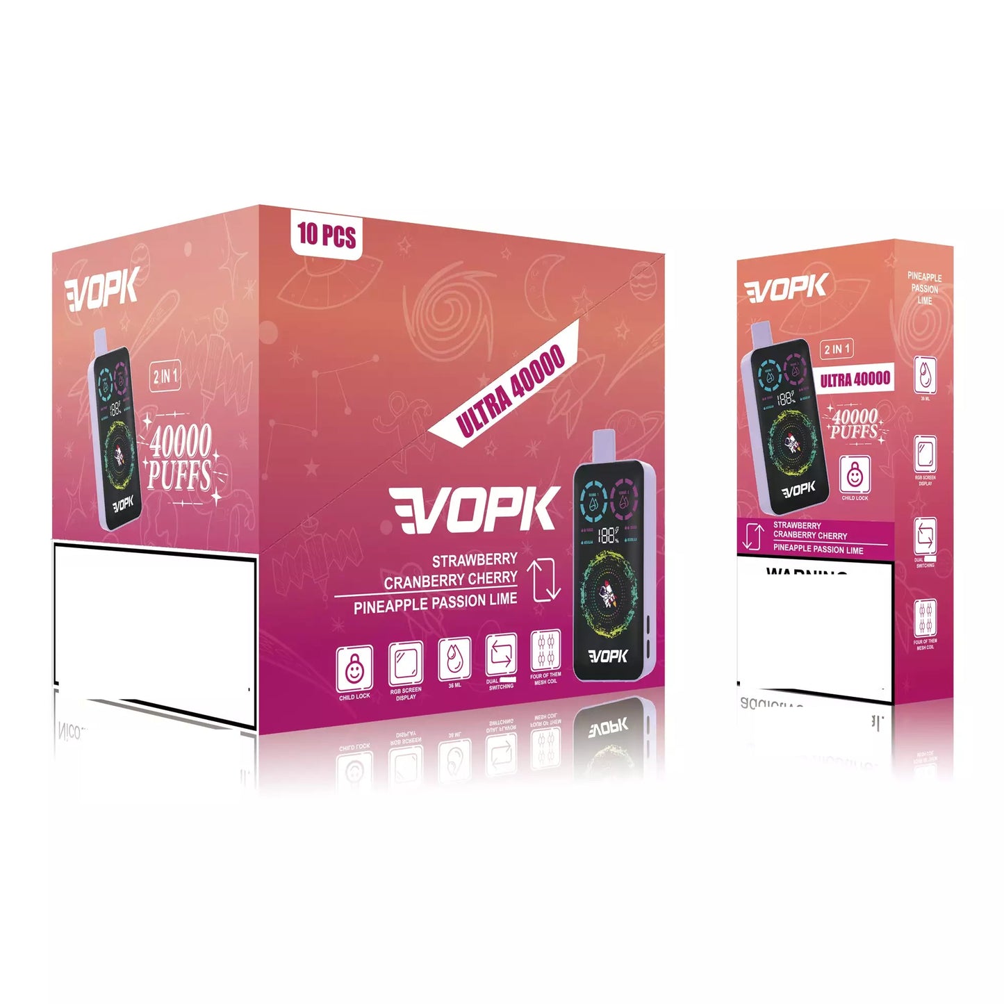 VOPK ULTRA 40000 Puffs Double Tastes Smart Screen Bulk Buy Rechargeable Disposable Vapes Wholesale