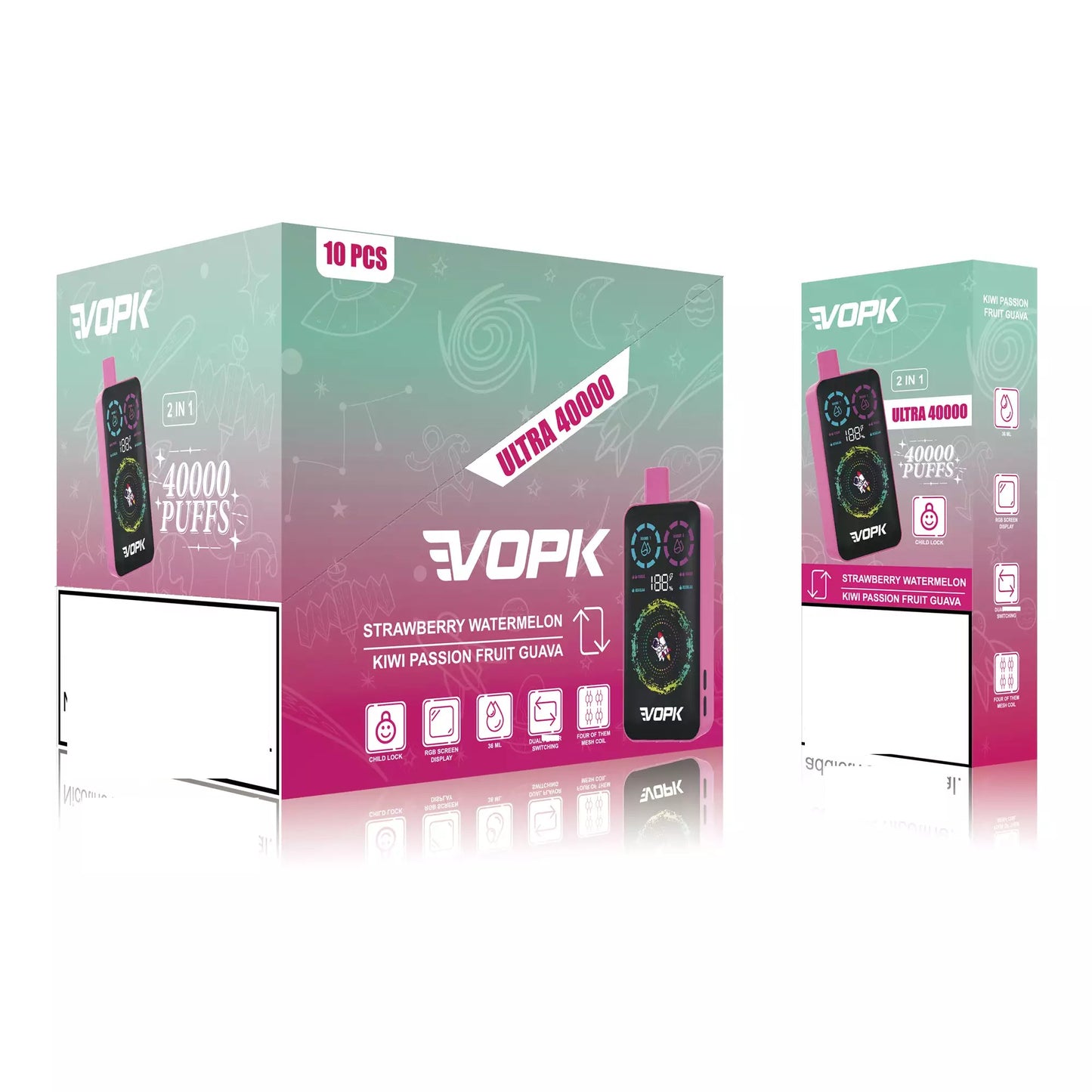 VOPK ULTRA 40000 Puffs Double Tastes Smart Screen Bulk Buy Rechargeable Disposable Vapes Wholesale