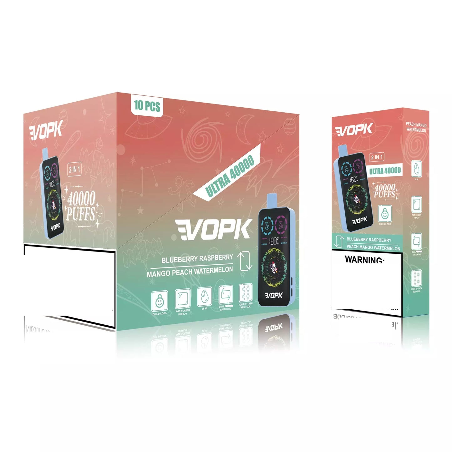 VOPK ULTRA 40000 Puffs Double Tastes Smart Screen Bulk Buy Rechargeable Disposable Vapes Wholesale