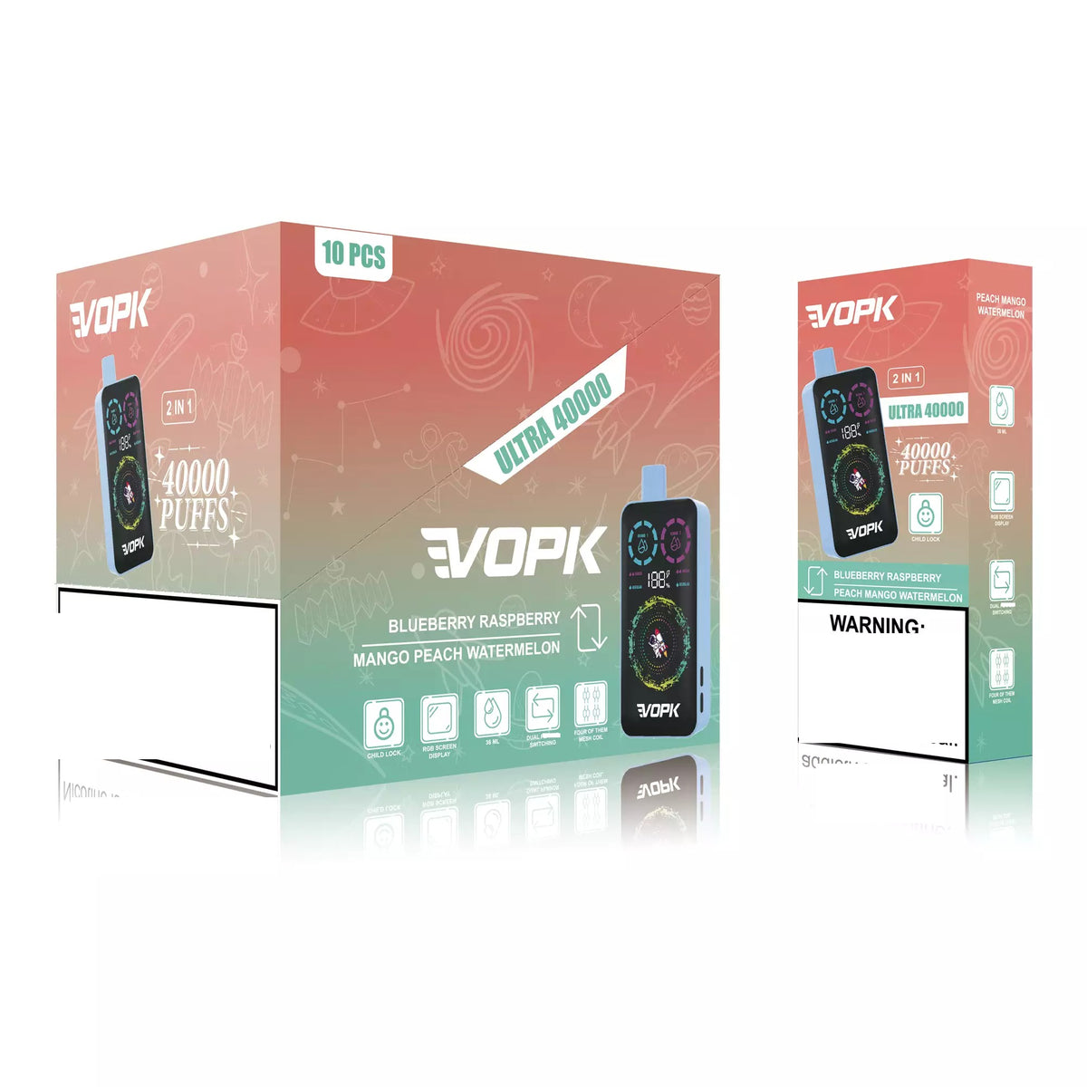 VOPK ULTRA 40000 Puffs Double Tastes Smart Screen Bulk Buy Rechargeable Disposable Vapes Wholesale
