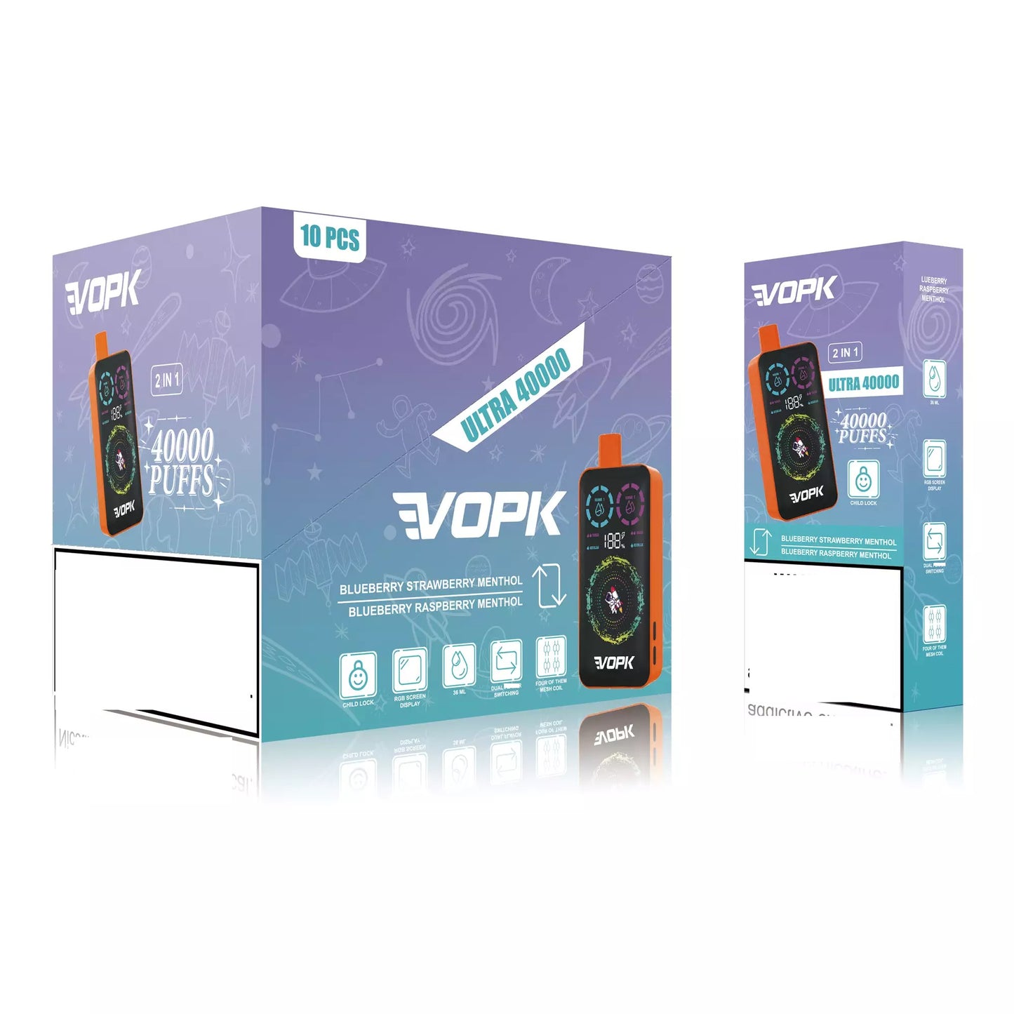 VOPK ULTRA 40000 Puffs Double Tastes Smart Screen Bulk Buy Rechargeable Disposable Vapes Wholesale