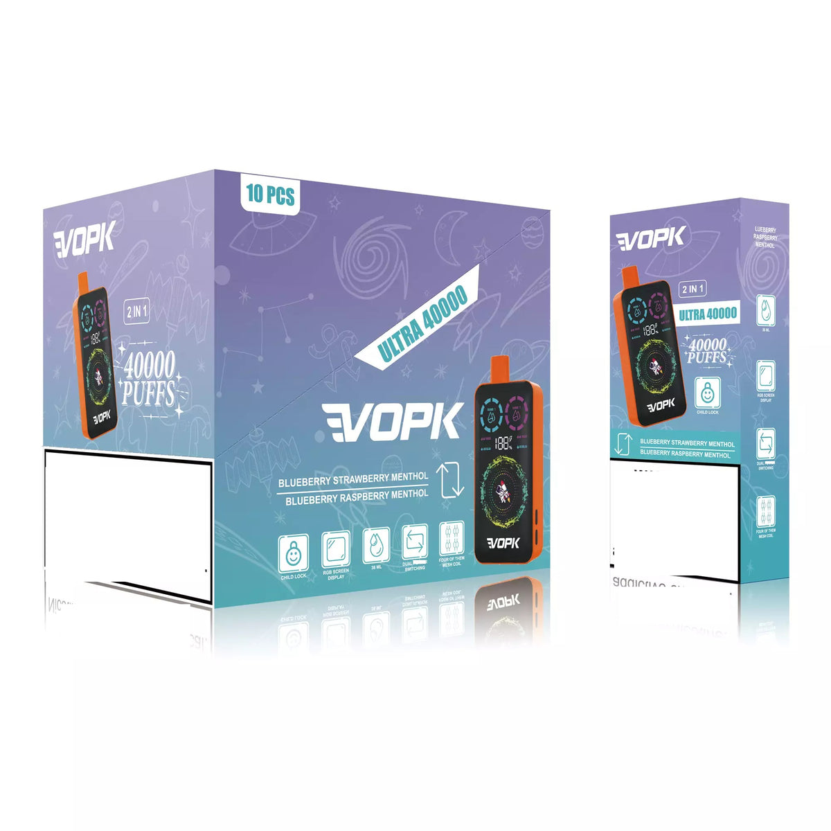 VOPK ULTRA 40000 Puffs Double Tastes Smart Screen Bulk Buy Rechargeable Disposable Vapes Wholesale