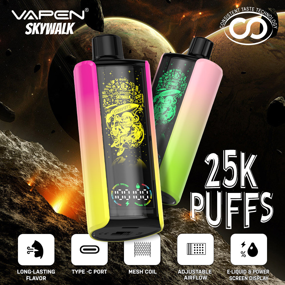 EU Newest Pulse Disposable Vape 25000 Puffs Vapen Skywalk E Cigarette Full Screen Display Smart Disposable Vaper Vapsolo Super RazzBar Razz Bar 15000 15K Puff Updated