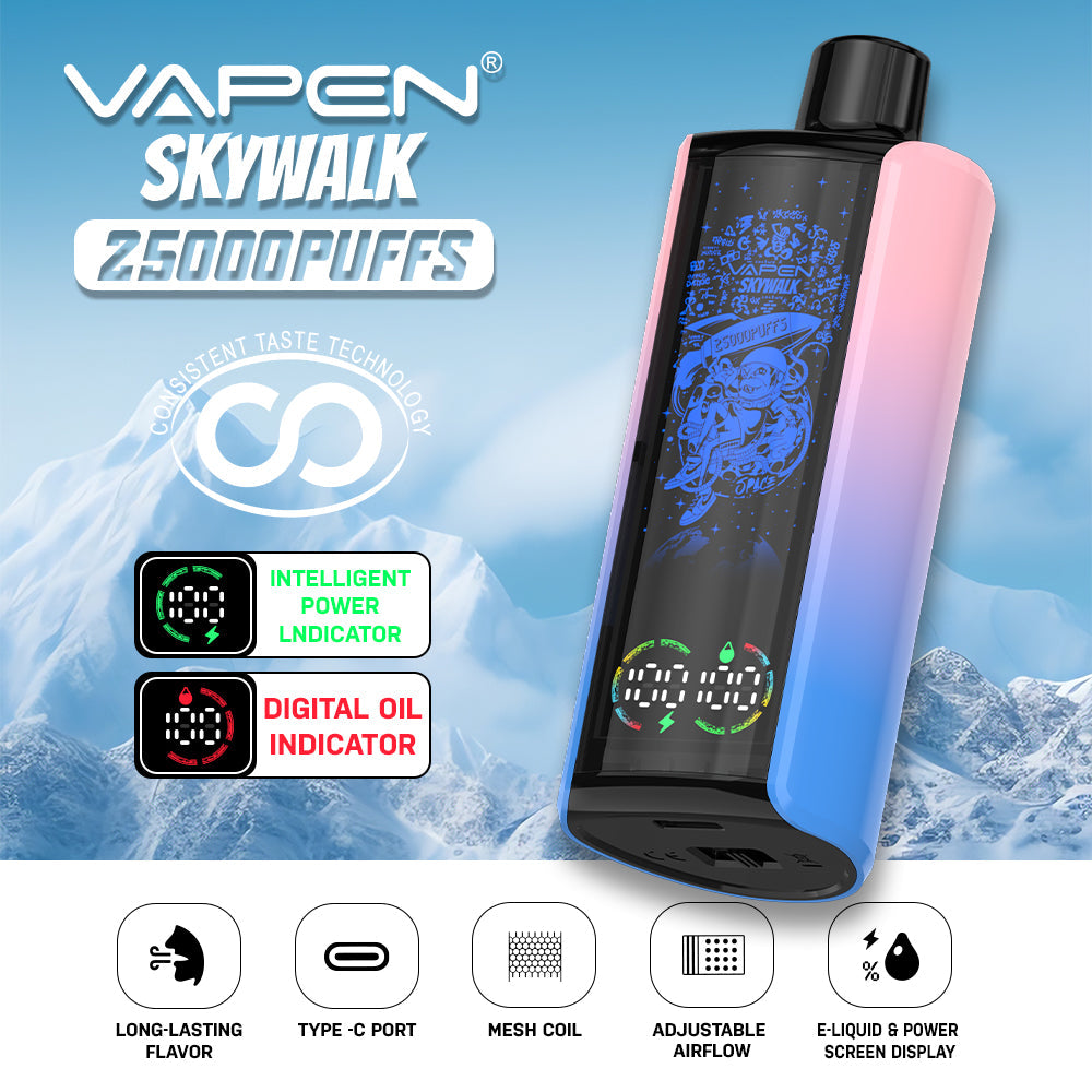 EU Newest Pulse Disposable Vape 25000 Puffs Vapen Skywalk E Cigarette Full Screen Display Smart Disposable Vaper Vapsolo Super RazzBar Razz Bar 15000 15K Puff Updated