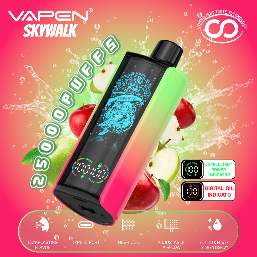 EU Newest Pulse Disposable Vape 25000 Puffs Vapen Skywalk E Cigarette Full Screen Display Smart Disposable Vaper Vapsolo Super RazzBar Razz Bar 15000 15K Puff Updated