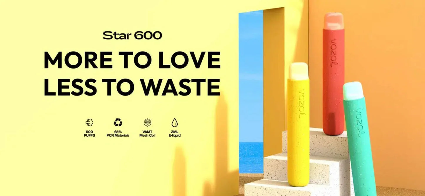 Vozol Star 600 puffs  10 Pc of Bundle Disposable Vape Kit 20mg Nicotine  550mAh battery  15 Flavors