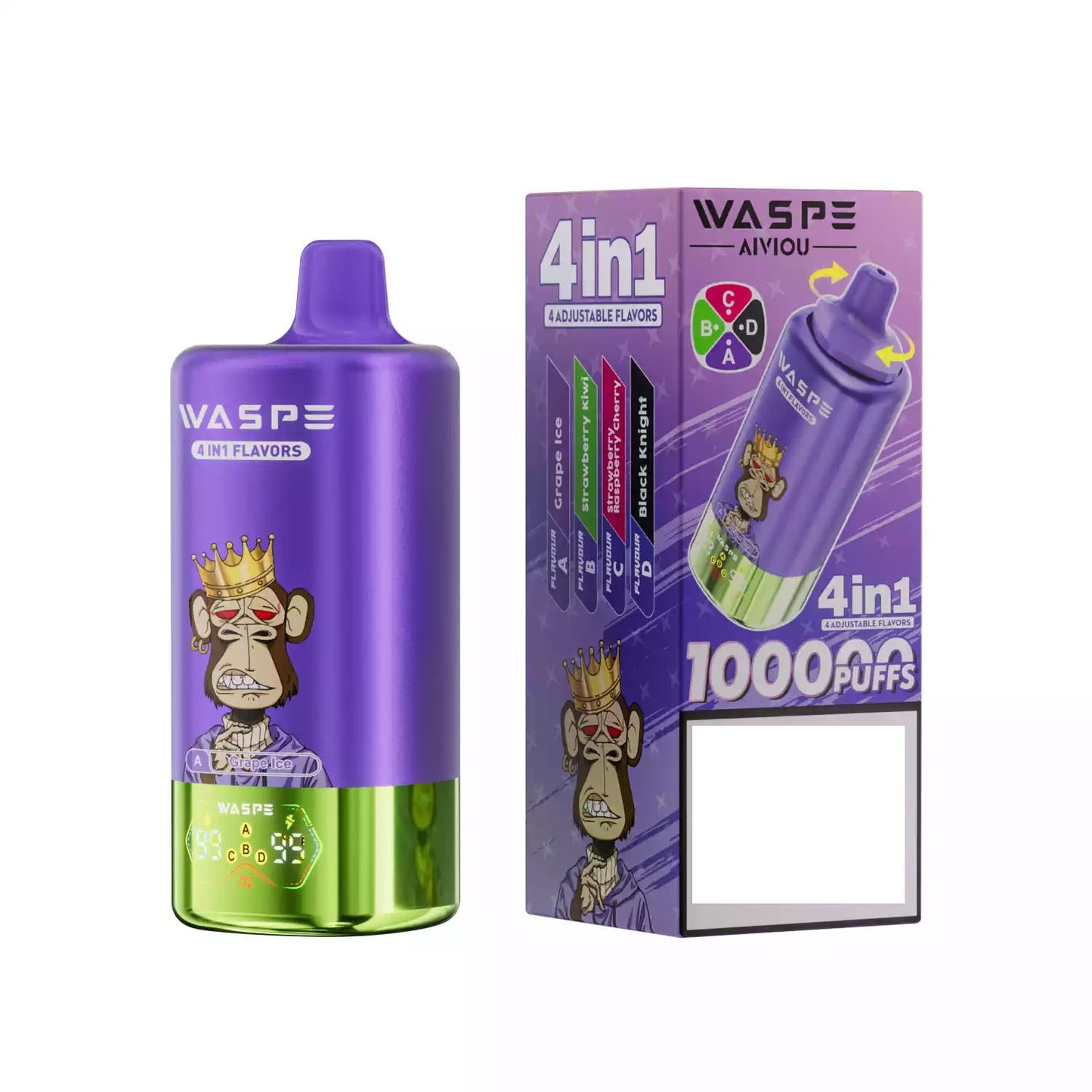 WASPE 4-in-1 Tastes 100000 Puffs Bulk Buy 100K Rechargeable Disposable Vapes Wholesale