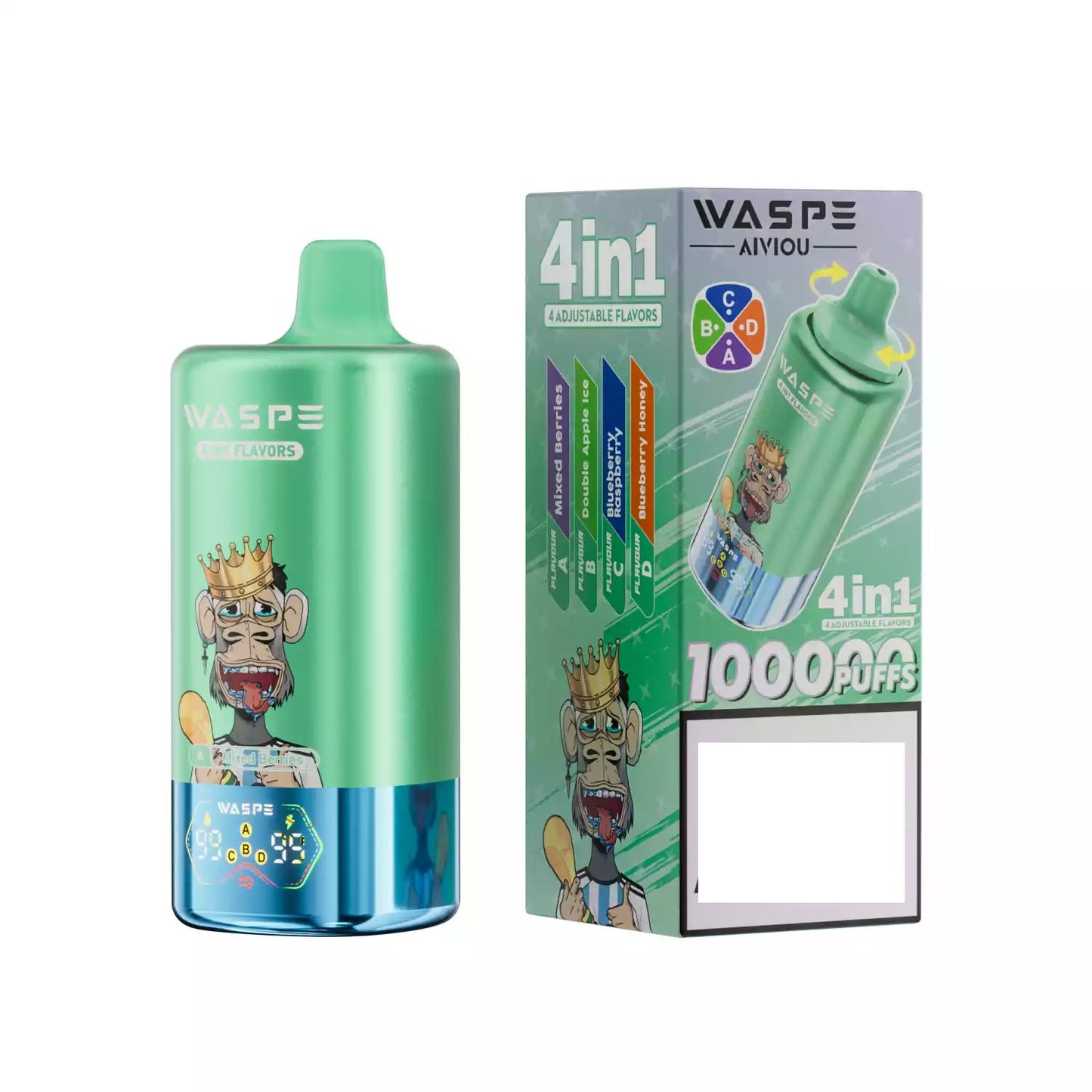 WASPE 4-in-1 Tastes 100000 Puffs Bulk Buy 100K Rechargeable Disposable Vapes Wholesale