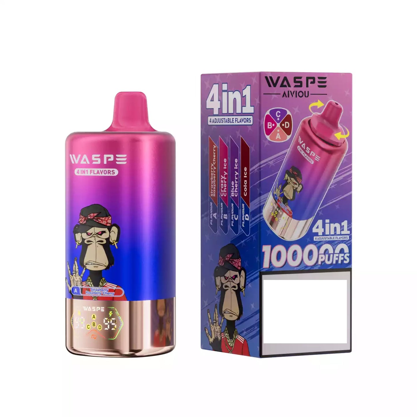 WASPE 4-in-1 Tastes 100000 Puffs Bulk Buy 100K Rechargeable Disposable Vapes Wholesale