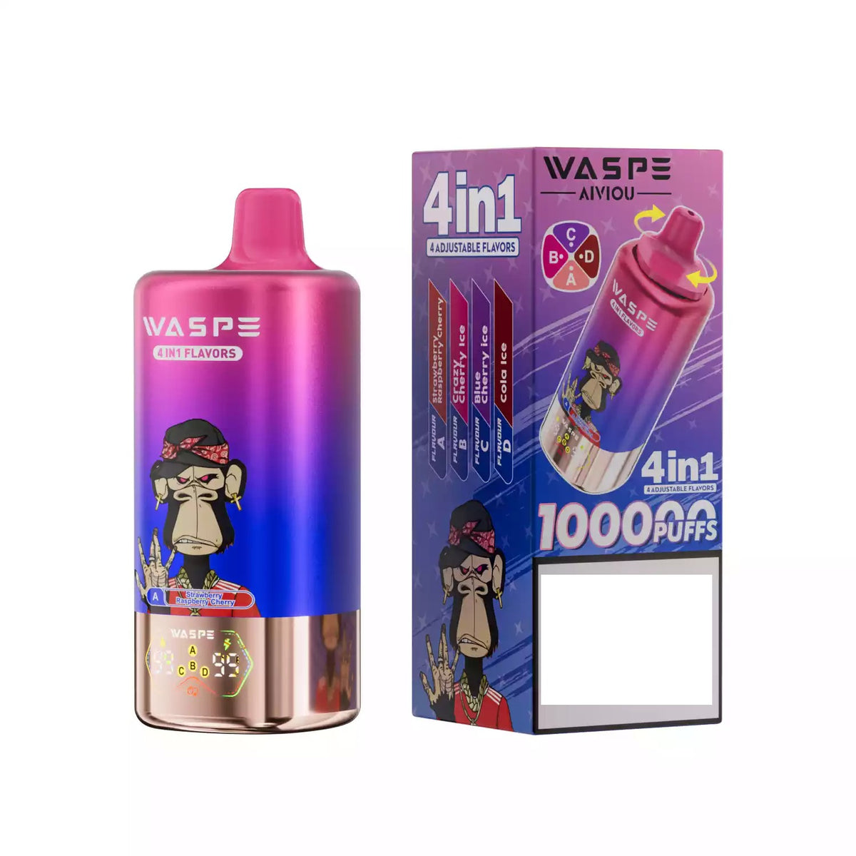 WASPE 4-in-1 Tastes 100000 Puffs Bulk Buy 100K Rechargeable Disposable Vapes Wholesale