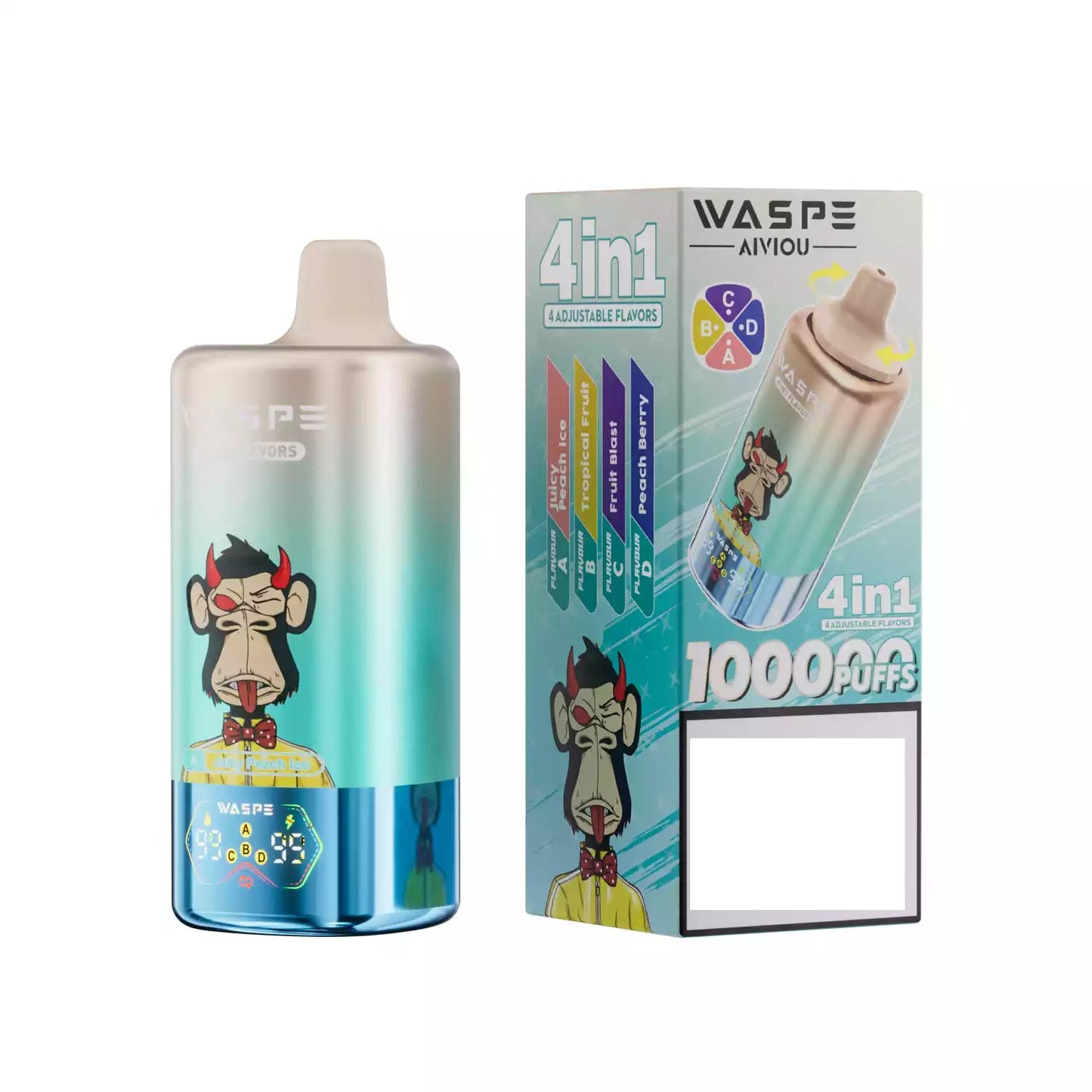WASPE 4-in-1 Tastes 100000 Puffs Bulk Buy 100K Rechargeable Disposable Vapes Wholesale