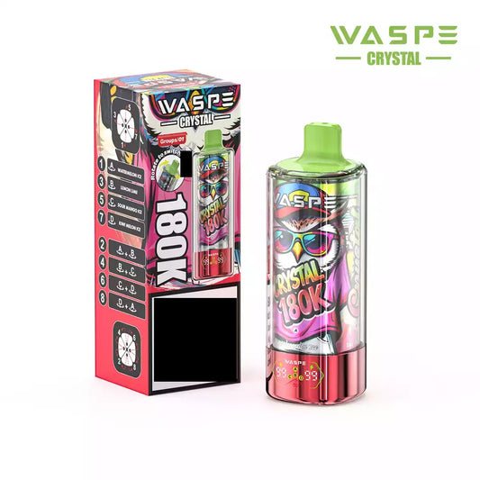 WASPE 8-in-1 Taste  Crystal 180000 Puffs 180K Disposable Vapes Wholesale Bulk Buy Rechargeable LED Screen