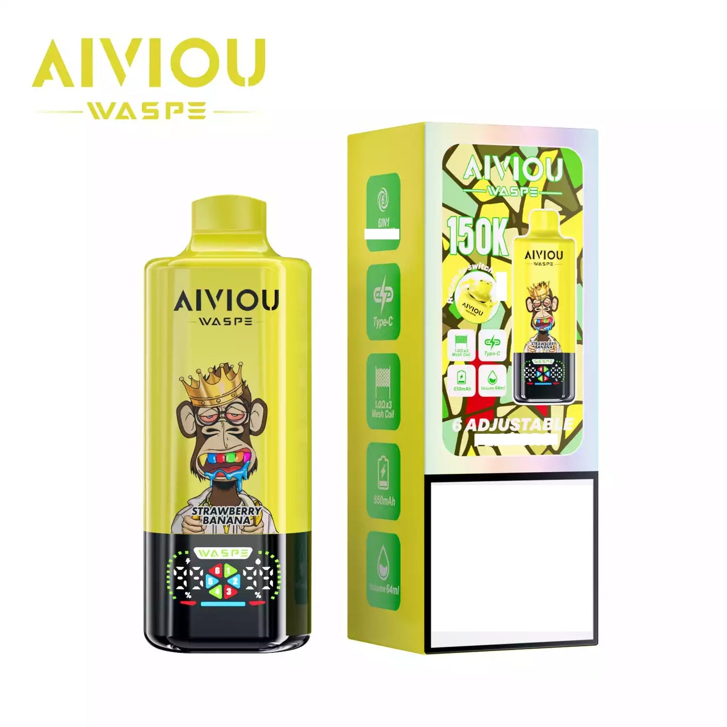 WASPE AIVIOU 150000 Puffs Six Tastes Bulk Buy Rechargeable Disposable Vapes Wholesale