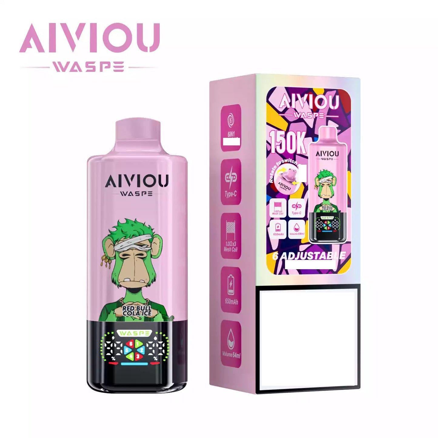 WASPE AIVIOU 150000 Puffs Six Tastes Bulk Buy Rechargeable Disposable Vapes Wholesale