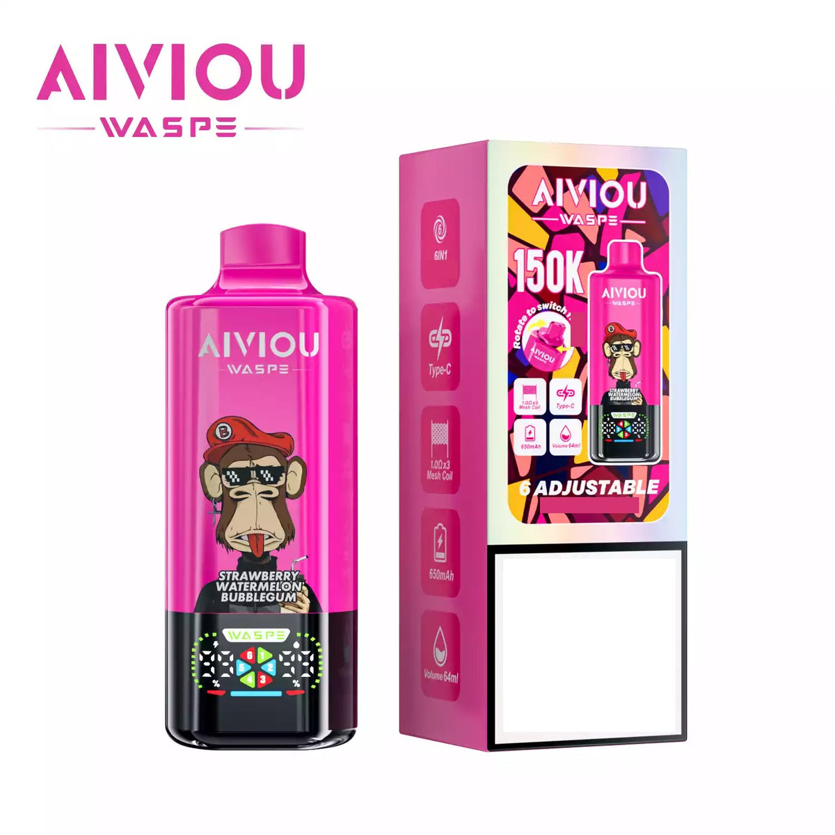 WASPE AIVIOU 150000 Puffs Six Tastes Bulk Buy Rechargeable Disposable Vapes Wholesale