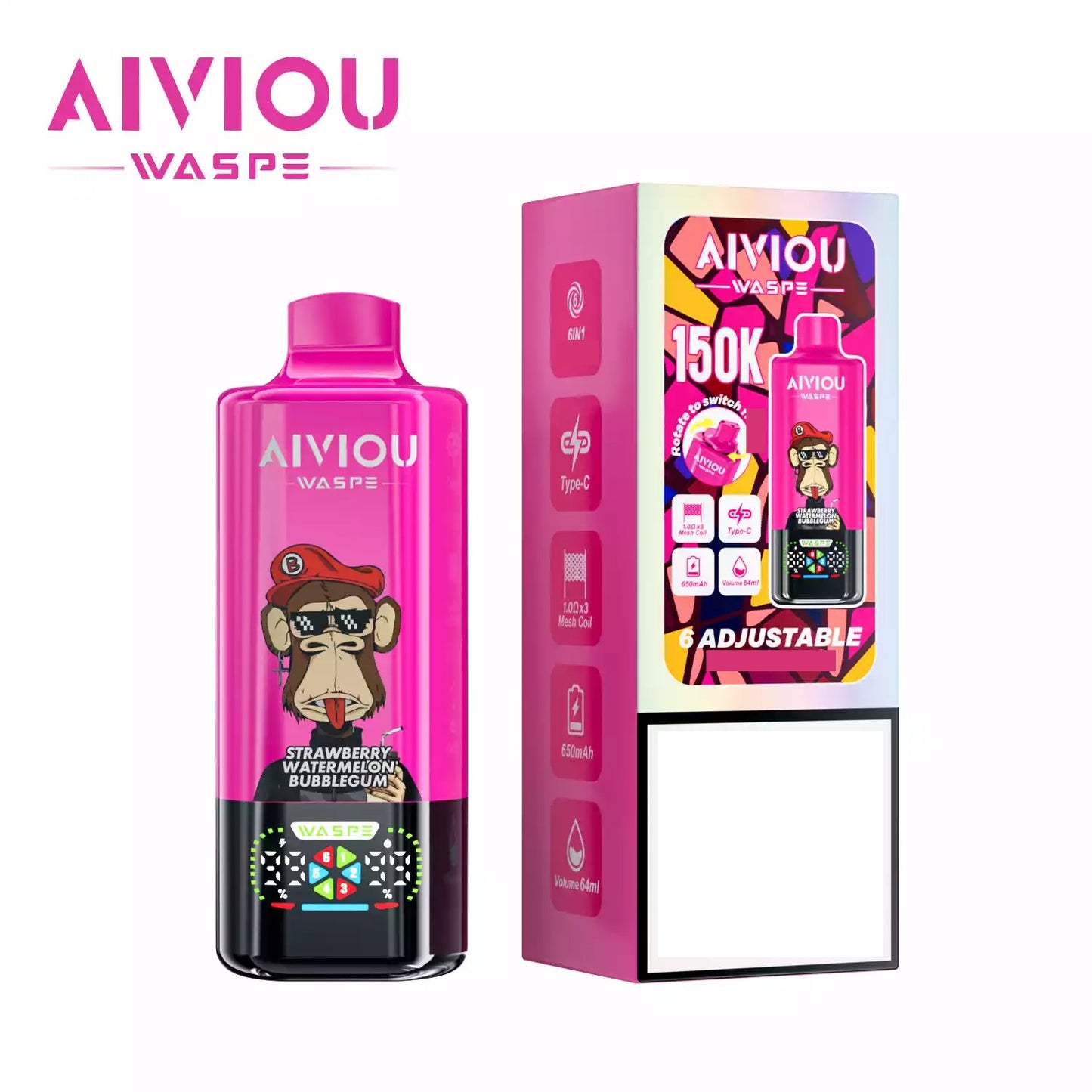 WASPE AIVIOU 150000 Puffs Six Tastes Bulk Buy Rechargeable Disposable Vapes Wholesale