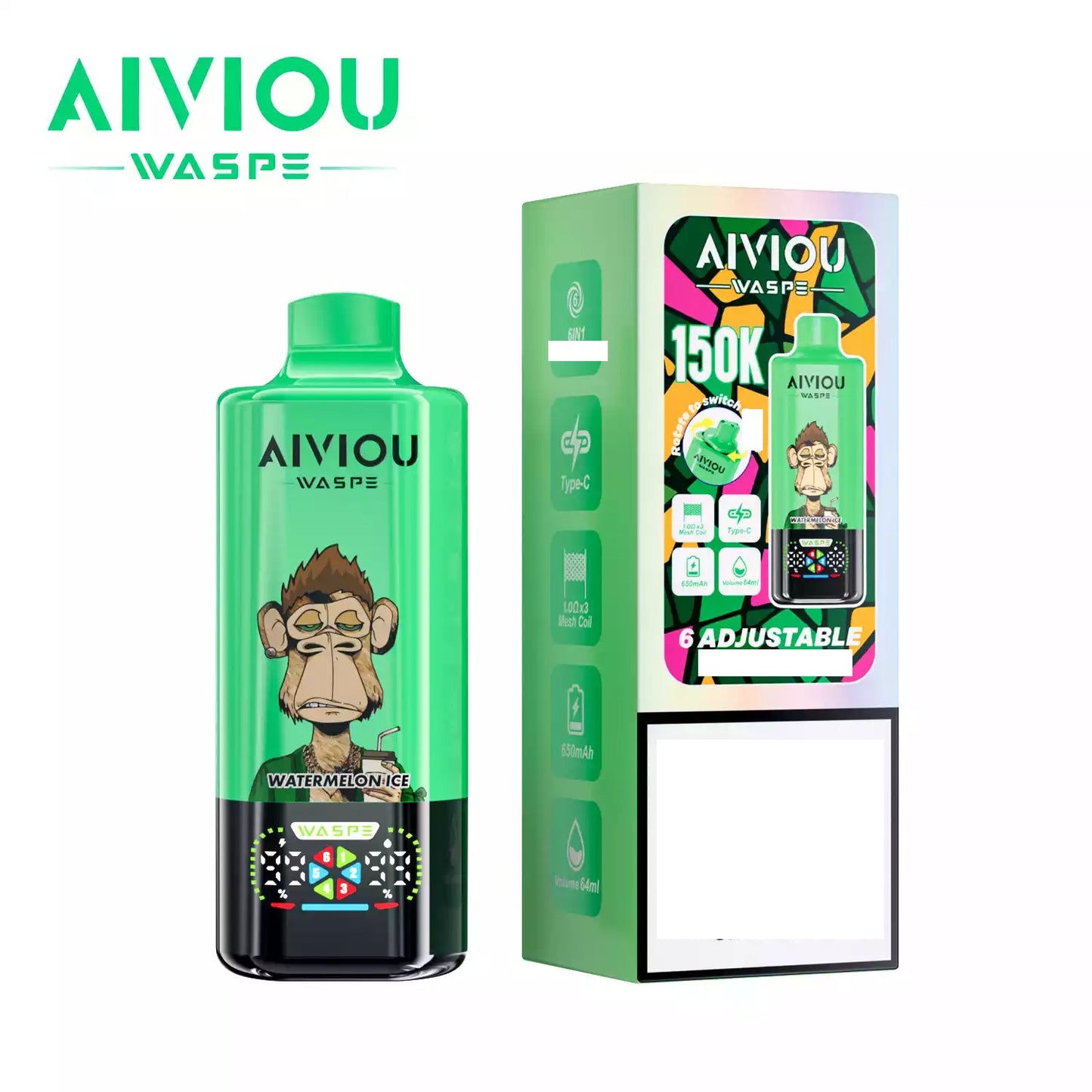 WASPE AIVIOU 150000 Puffs Six Tastes Bulk Buy Rechargeable Disposable Vapes Wholesale
