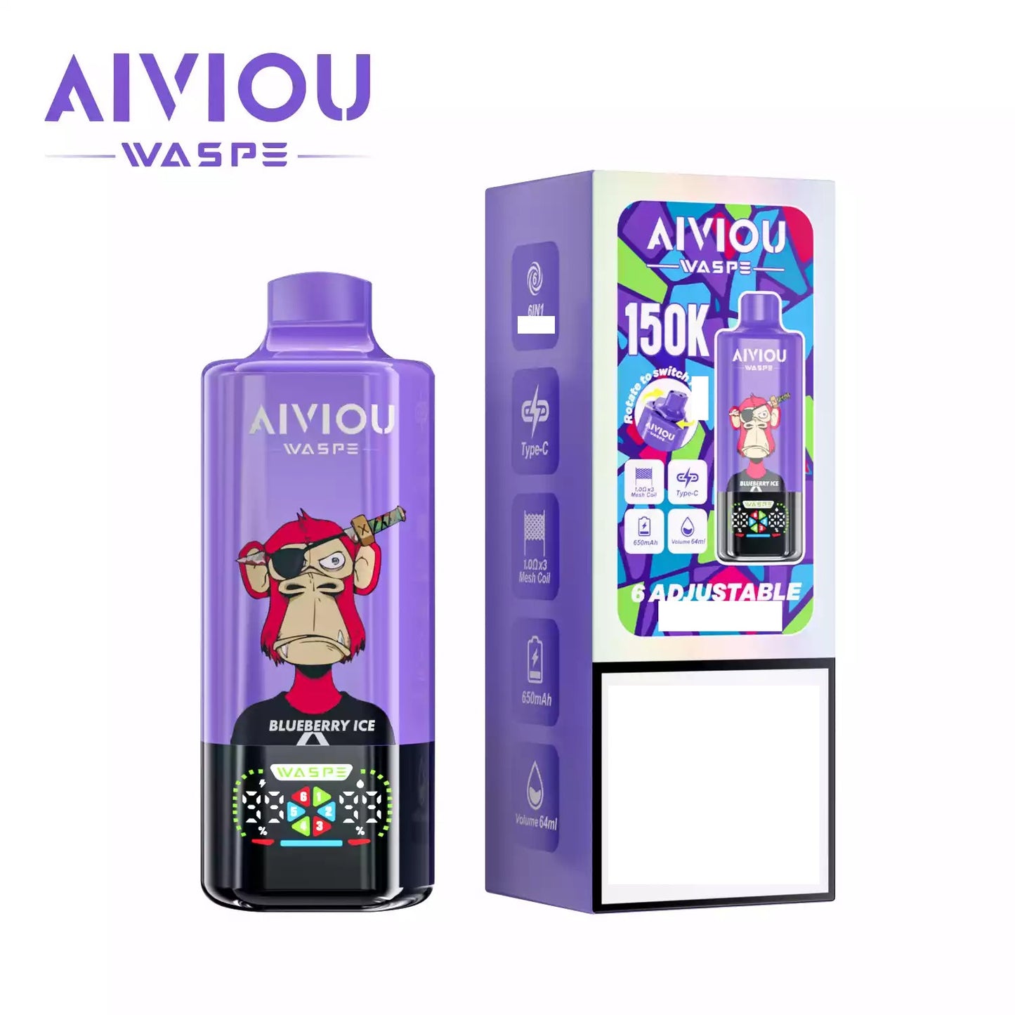 WASPE AIVIOU 150000 Puffs Six Tastes Bulk Buy Rechargeable Disposable Vapes Wholesale