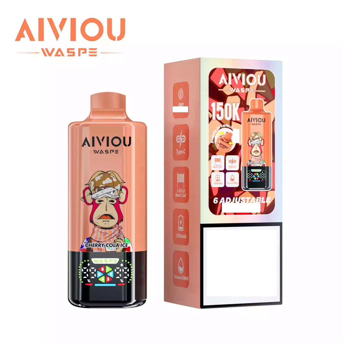WASPE AIVIOU 150000 Puffs Six Tastes Bulk Buy Rechargeable Disposable Vapes Wholesale