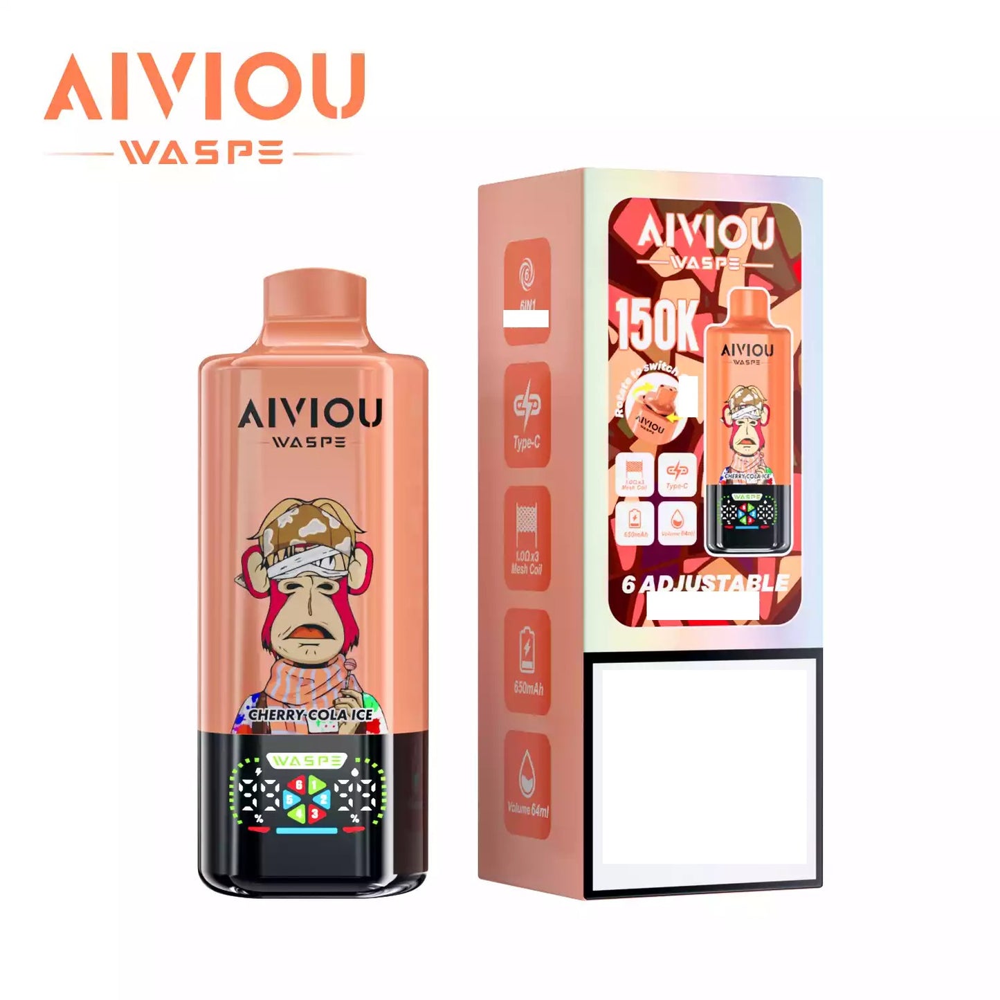 WASPE AIVIOU 150000 Puffs Six Tastes Bulk Buy Rechargeable Disposable Vapes Wholesale